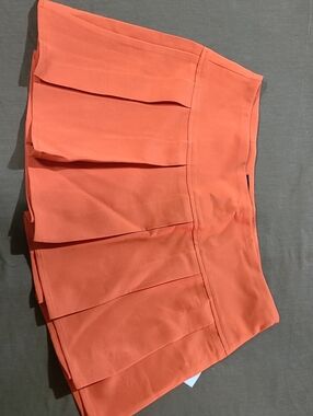Forever 21 Orange Pleated Mini Skirt